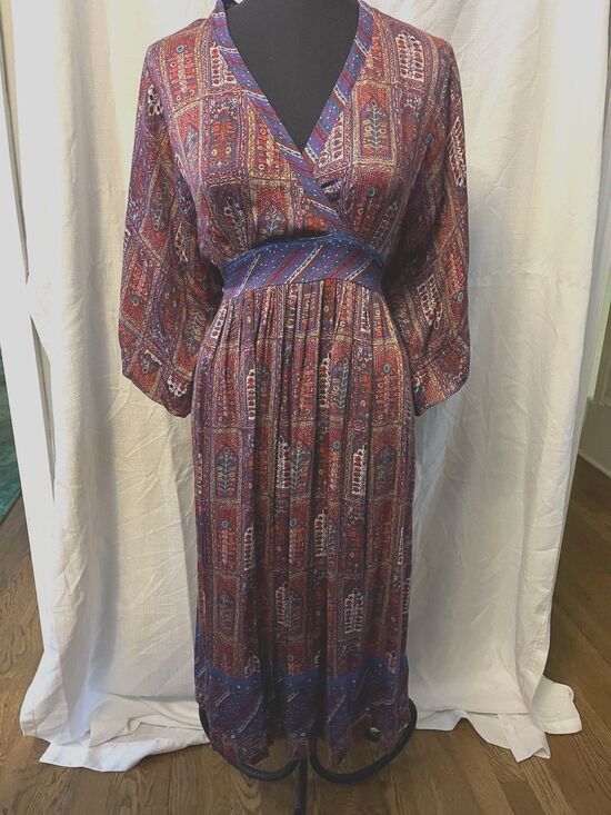 Anthropologie Dresses & Skirts - Anthropologie TINY Omina Mosaic boho kimono sleeve dress Festival Fall Sz S Midi